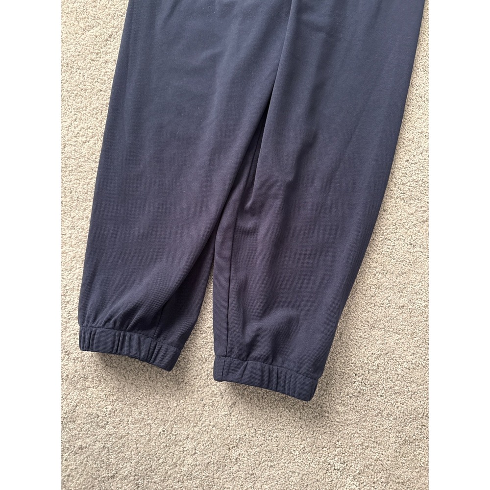 Halara Navy Blue Waffle Knit Pleated Bib Overalls Jogger Jumpsuit Womens Small - Picture 2 of 7